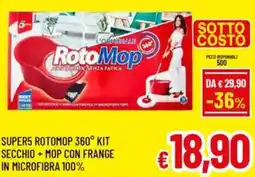 A&O Super5 rotomop 360° kit secchio+mop con frange in microfibra 100% offerta