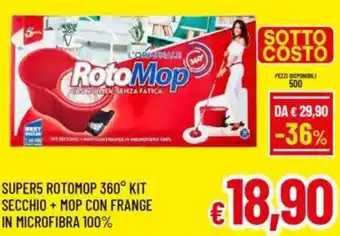 A&O Super5 rotomop 360° kit secchio+mop con frange in microfibra 100% offerta