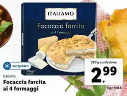 Lidl Italiamo Focaccia farcita ai 4 formaggi offerta