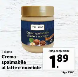 Lidl Italiamo Crema spalmabile al latte e nocciole offerta