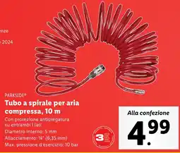 Lidl PARKSIDE Tubo a spirale per aria compressa, 10 m offerta