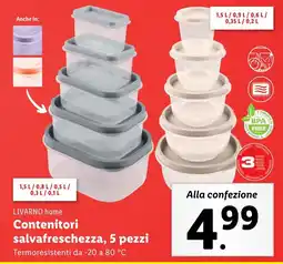 Lidl LIVARNO home Contenitori salvafreschezza, 5 pezzi offerta