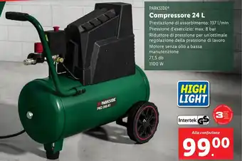 Lidl PARKSIDE Compressore 24 L offerta