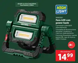 Lidl PARKSIDE Faro LED con power bank offerta