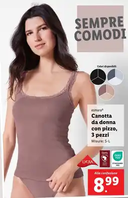 Lidl esmara Canotta da donna con pizzo, 3 pezzi offerta