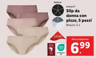 Lidl esmara Slip da donna con pizzo, 5 pezzi offerta