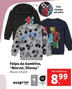 Lidl Felpa da bambino, "Marvel, Disney" offerta