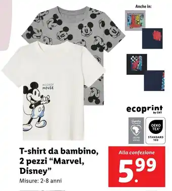 Lidl T-shirt da bambino, 2 pezzi "Marvel, Disney" offerta