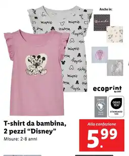 Lidl T-shirt da bambina, 2 pezzi "Disney" offerta