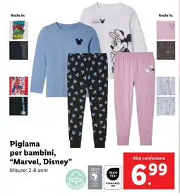 Lidl Pigiama per bambini, "Marvel, Disney" offerta