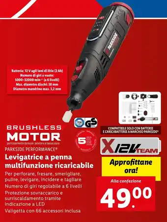 Lidl PARKSIDE PERFORMANCE Levigatrice a penna multifunzione ricaricabile offerta