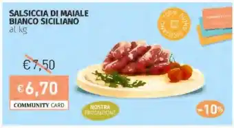 Prezzemolo e Vitale Salsiccia di maiale bianco siciliano offerta