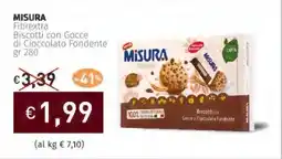 Prezzemolo e Vitale MISURA Fibrextra Biscotti con Gocce di Cioccolato Fondente offerta