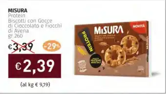 Prezzemolo e Vitale MISURA Protein Biscotti con Gocce di Cioccolato e Fiocchi di Avena offerta