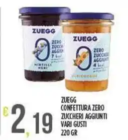 Netto Supermercati ZUEGG confettura zero zuccheri aggiunti offerta