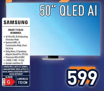 Unieuro SAMSUNG Smart tv qled qe50080da offerta