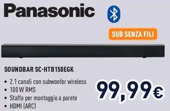 Unieuro PANASONIC Soundbar sc-htb150egk offerta