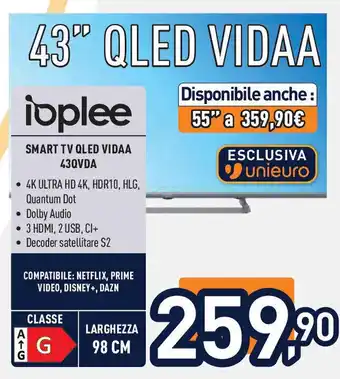 Unieuro IOPLEE Smart tv qled vidaa 43qvda offerta