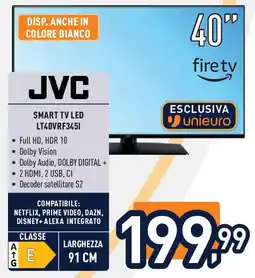 Unieuro JVC Smart tv led lt40vrf3451 offerta