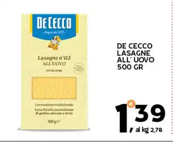 Extra Supermercati De cecco lasagne all'uovo offerta