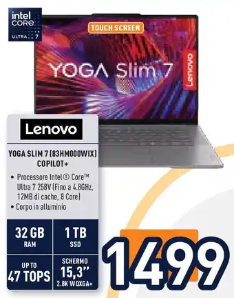 Unieuro LENOVO Yoga slim 7 (83hm000wix) copilot offerta