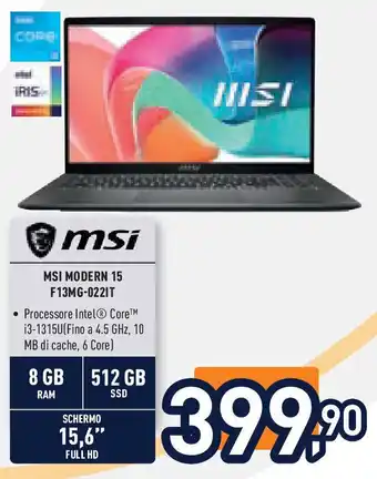 Unieuro MSI modern 15 f13mg-022it offerta