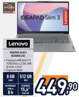 Unieuro LENOVO Ideapad slim 3 (82xq004jix) offerta