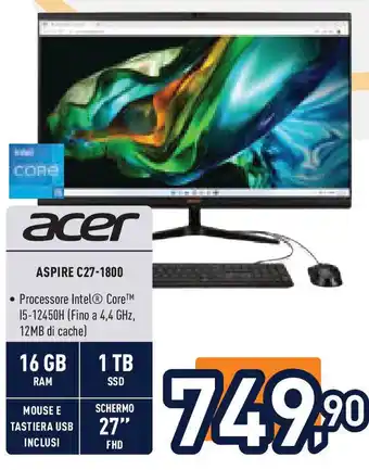 Unieuro ACER Aspire c27-1800 offerta