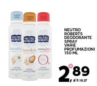 Extra Supermercati Neutro roberts deodorante spray varie profumazioni offerta