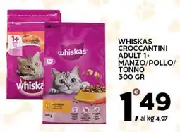 Extra Supermercati Whiskas croccantini adult 1+ manzo/pollo/ tonno offerta