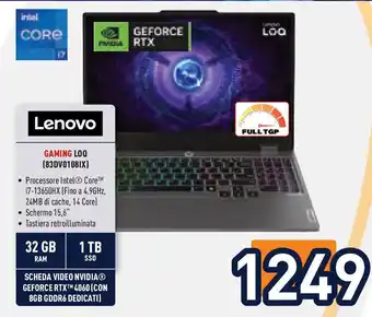 Unieuro LENOVO Gaming loq (83dv0108ix) offerta