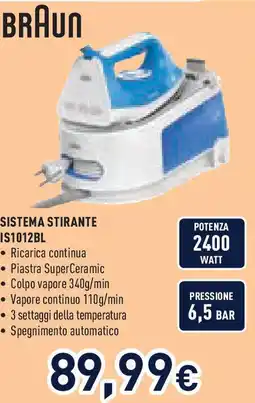 Unieuro BRAUN Sistema stirante is1012bl offerta