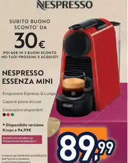 Unieuro NESPRESSO Essenza mini offerta