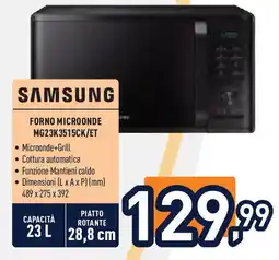 Unieuro SAMSUNG Forno microonde mg23k3515ck/et offerta