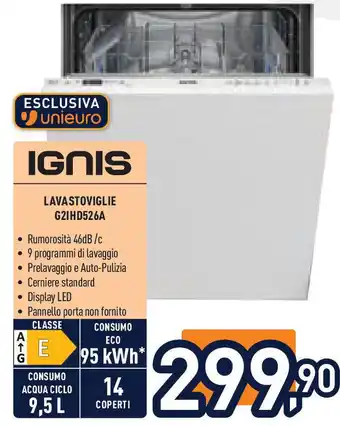 Unieuro IGNIS Lavastoviglie g2ihd526a offerta