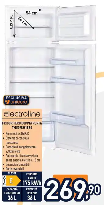 Unieuro ELECTROLINE Frigorifero doppia porta tme29sm1ebo offerta