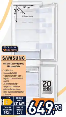 Unieuro SAMSUNG Frigorifero combinato brb26600eww offerta