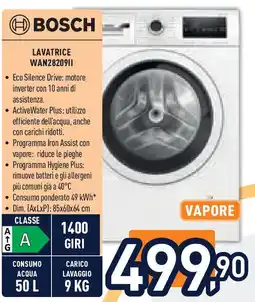 Unieuro BOSCH Lavatrice wan28209ii offerta