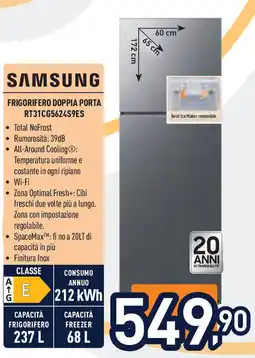 Unieuro SAMSUNG Frigorifero doppia porta rt31cg5624s9es offerta