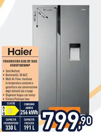 Unieuro HAIER Frigorifero side by side hsr5918dwmp offerta