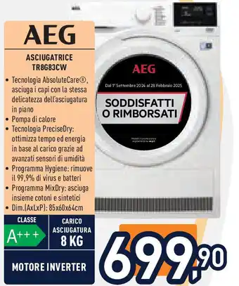 Unieuro AEG Asciugatrice tr8g83cw offerta