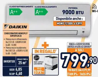 Unieuro DAIKIN Condizionatore monosplit superplus 25 offerta