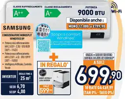 Unieuro SAMSUNG Condizionatore monosplit windfree 09 offerta