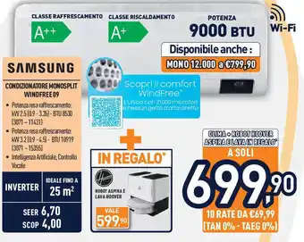 Unieuro SAMSUNG Condizionatore monosplit windfree 09 offerta