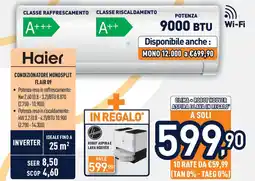 Unieuro HAIER Condizionatore monosplit flair 09 offerta