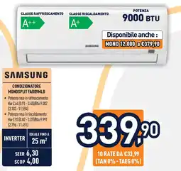 Unieuro SAMSUNG Condizionatore monosplit far09mlb offerta