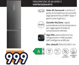 Unieuro HAIER Frigorifero 2d 60 serie 5 hdpw5620anpd offerta