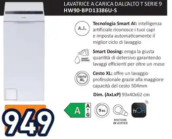 Unieuro HAIER Lavatrice a carica dall'alto t serie 9 hw90-bpd13386u-s offerta