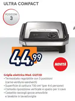 Unieuro MOULINEX Griglia elettrica mod. g1272d offerta