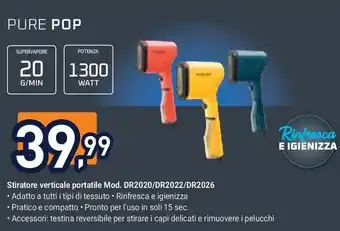 Unieuro ROWENTA Pure pop stiratore verticale portatile mod. dr2020/dr2022/dr2026 offerta